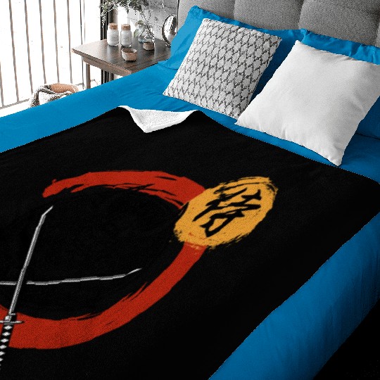 Samurai Warrior with Swords Baby Blankets
