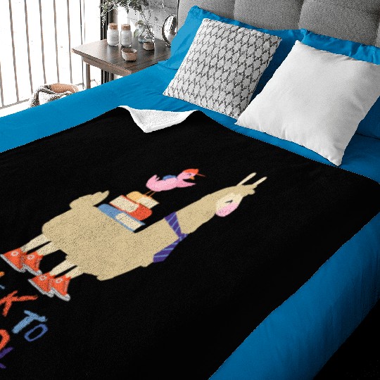 Cute Bird And Playful Lama Back To School Baby Blankets
