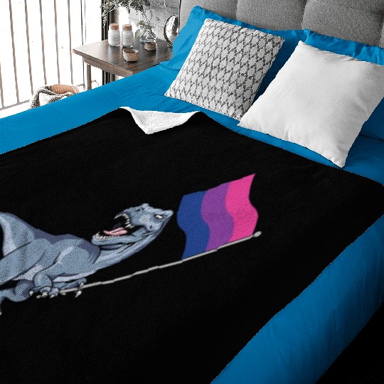 Bisexual Flag Dinosaur Bi Pride Lgbt Nonbinary Gay Baby Blankets