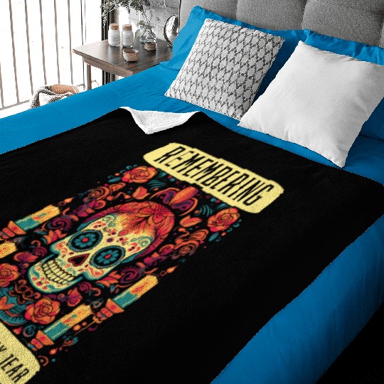 Dia De Los Muertos Sugar Skull Mexican Holiday Baby Blankets