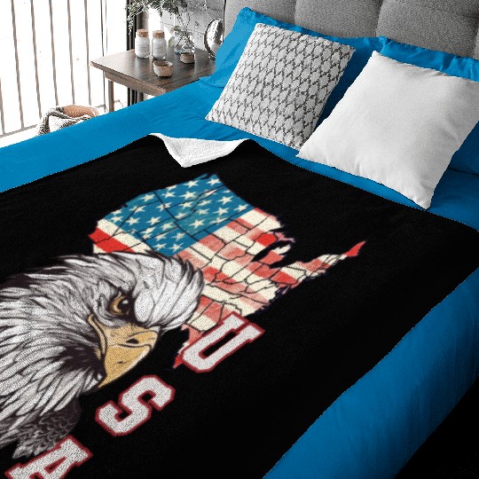 gift idea bald eagle american flag Baby Blankets