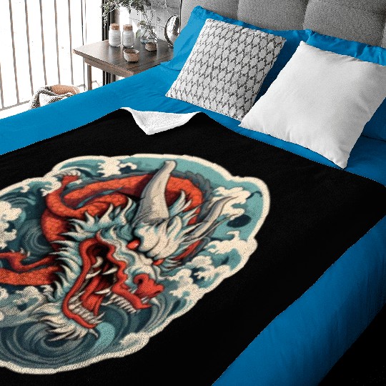 Japanese Dragon Baby Blankets