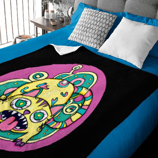 Psychedelic Trippy Cat Baby Blankets