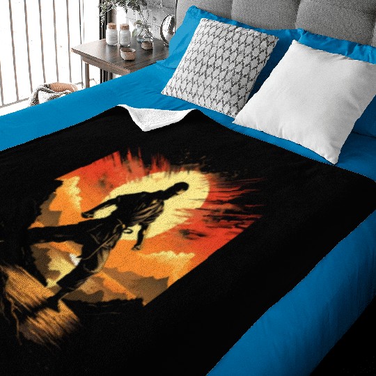Karate Taekwondo Fighter Martial Arts Sunset Baby Blankets