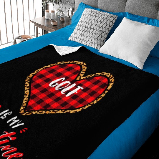 Golf is My Valentine Leopard Buffalo Plaid Heart P Baby Blankets