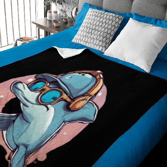 funny dolphin Baby Blankets