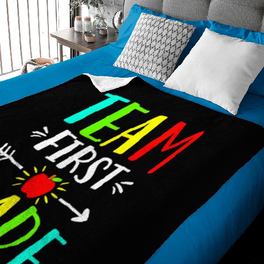 Team First Grade Student Teacher Team Funny Back Baby Blankets