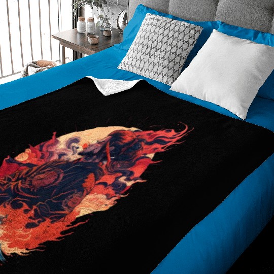Samurai Boy in Flames Baby Blankets