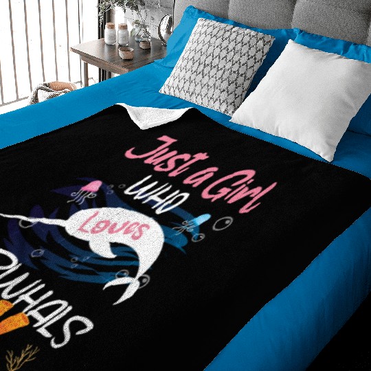Narwhal Just a Girl Who Loves Narwhals Baby Blankets