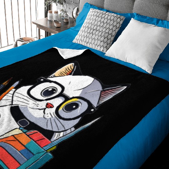 Back to school cat Baby Blankets