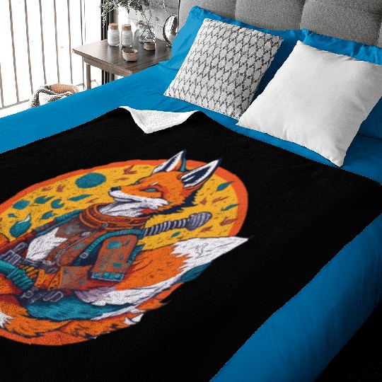 Space Cowboy Fox Baby Blankets