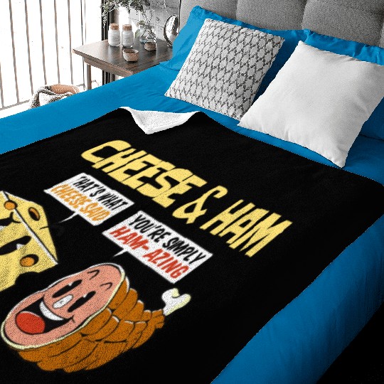 Cheese and Ham Funny Food Lover Design Baby Blankets