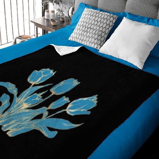 Tulips Blue Florist Flowers Tulip Baby Blankets