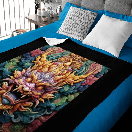 dragon pattern circle pentel color 5 Baby Blankets