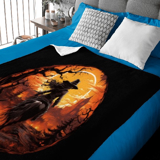 Witchy Cowgirl Riding off into the Full Moon Baby Blankets