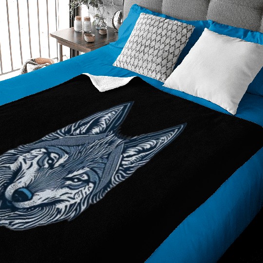 Beautiful wolf face Baby Blankets