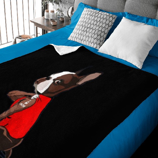 Funny boston terrier Dog I Love Mom Tattoo Baby Blankets