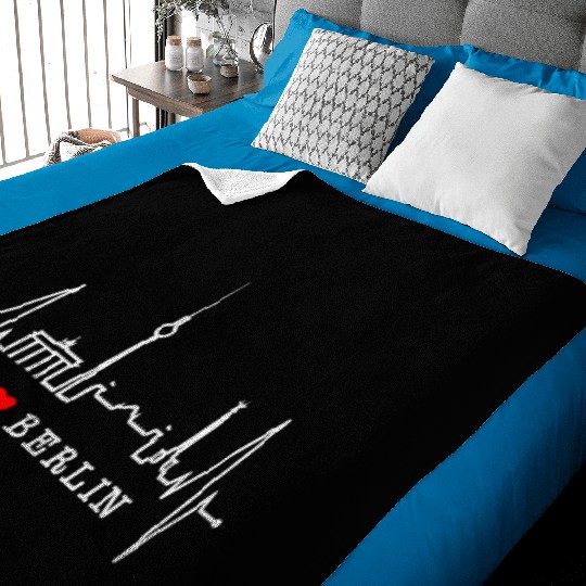 Berlin Skyline Heartbeat Germany Fan I Love Berlin Baby Blankets