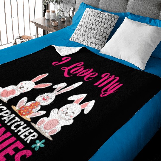 I Love My Dispatcher Bunnies Baby Blankets