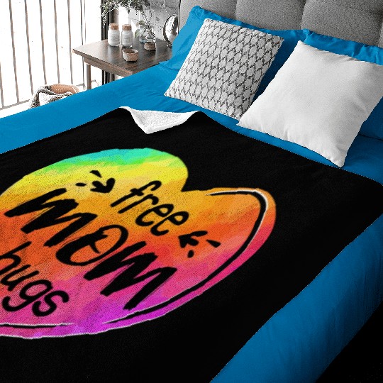 LGBTQIA LGBT Free Mom Hugs Rainbow Heart Gay Pride Baby Blankets