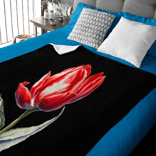 a red tulip flower Watercolor Baby Blankets