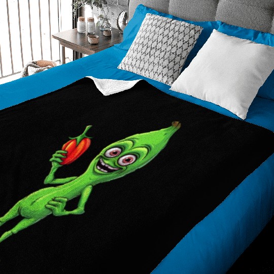 Green Alien Meets Bell Pepper: A Quirky Fusion Baby Blankets