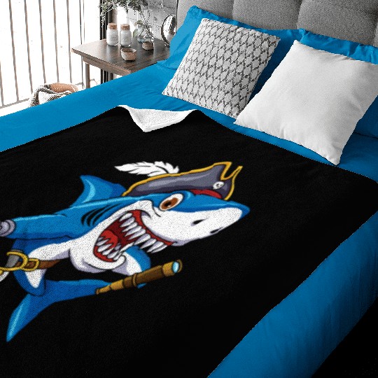 Cute Shark Pirate Decor Lazy Halloween Baby Blankets