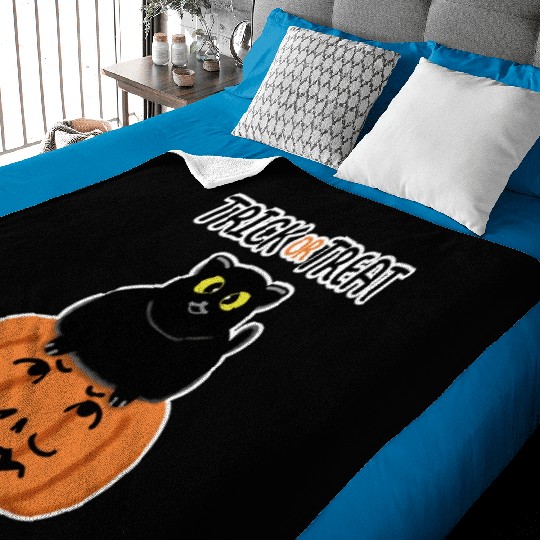 Trick or Treat Black lucky cat with sweetest eyes. Baby Blankets