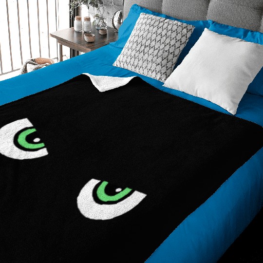 Black Cat Green Eyes | Halloween Cat Lovers Gift Baby Blankets