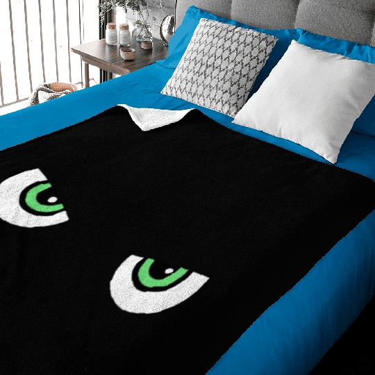 Black Cat Green Eyes | Halloween Cat Lovers Gift Baby Blankets