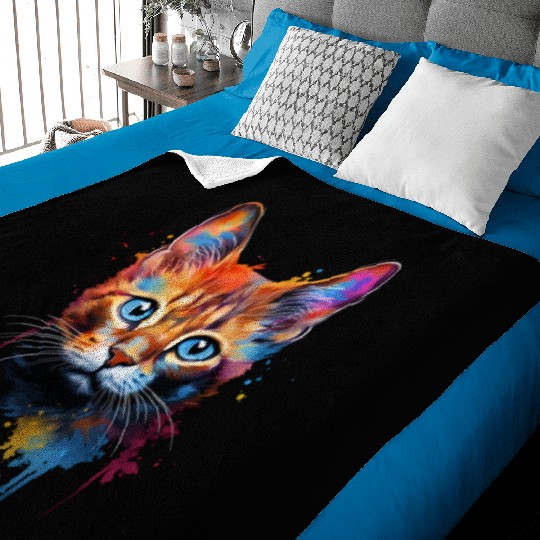 Color Explosion Abyssinian Cat Cute Baby Blankets