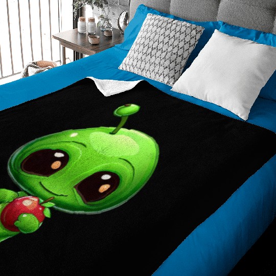 Green Alien Apple: Unexpected Fusion Baby Blankets