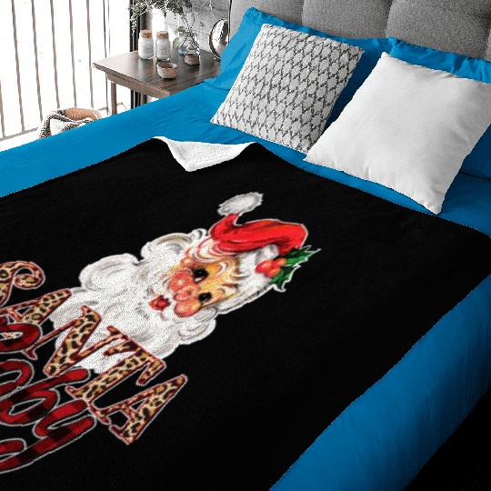 vintage retro Santa ,leopard and buffalo pattern Baby Blankets