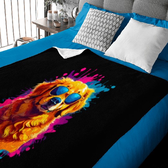 Cool Golden Retriever with Sunglasses 2 Baby Blankets