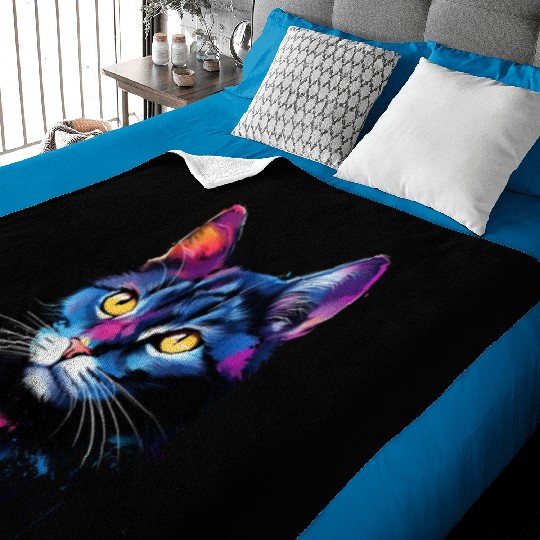 Colorful Cute Shorthair Domestic Cat Baby Blankets