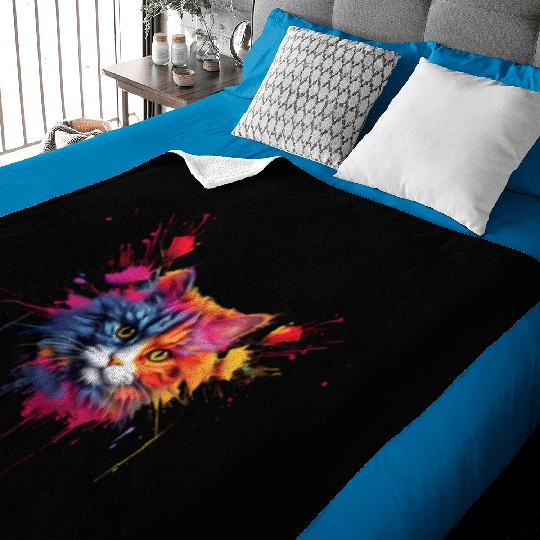 Color Explosion Persian Cat Baby Blankets