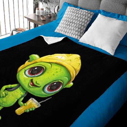 Refreshing Alien Lemonade: Green & Yellow Blend Baby Blankets