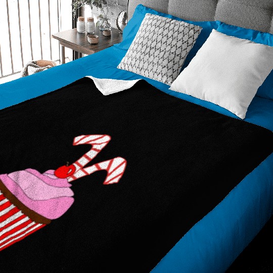 Cupcakes And Candy Canes Baby Blankets