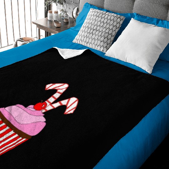 Cupcakes And Candy Canes Baby Blankets