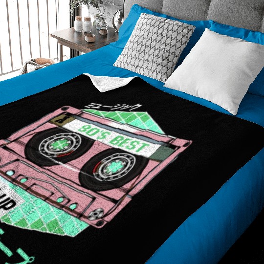 Mixtape 80s Japanese Otaku Cassette Tape Kanji Baby Blankets