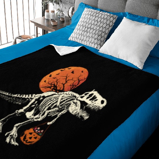 Dinosaur Skeleton Pumpkin Lazy Creepy Halloween Baby Blankets