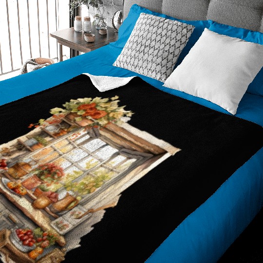 Vintage Wildflower Poster Green Botanical Wall Art Baby Blankets