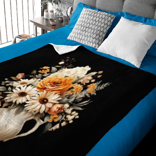 Vintage Wildflower Poster Green Botanical Wall Art Baby Blankets