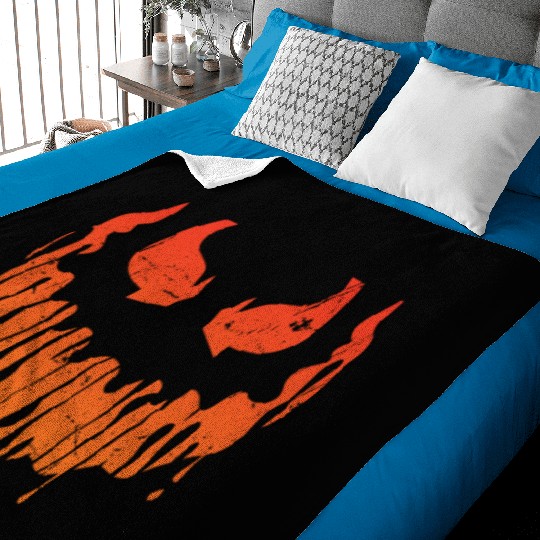 Cool Pumpkin Head Face Creepy Halloween Pumpkin Baby Blankets