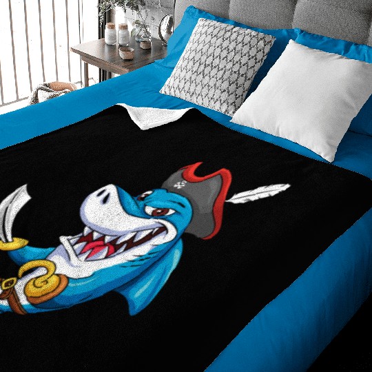 Cool Shark Pirate Decor Lazy Halloween Baby Blankets