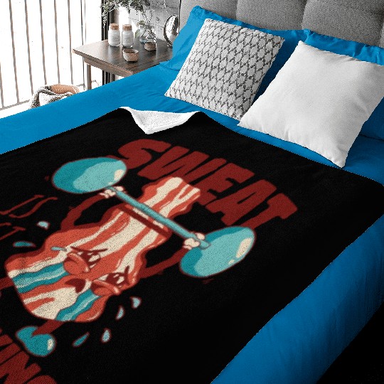 Sweat is Just Fat Crying - Funny Gym Bacon Baby Blankets