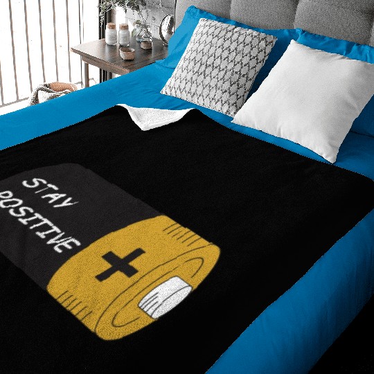 Stay Positive Battery Cell Motivation Sticker Baby Blankets