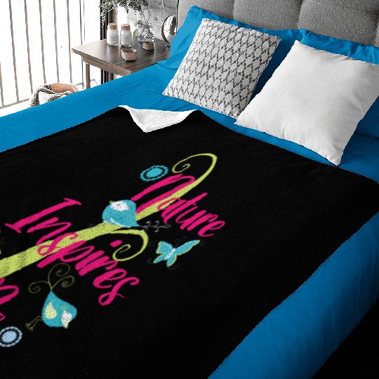 Nature Inspires Me Tree Birds And Butterflies Baby Blankets