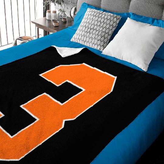 Number 3 Sports Orange Baby Blankets