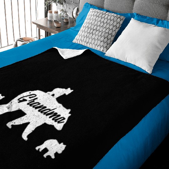 Vintage Grandma Bear 3 Cubs Mother's Day Baby Blankets